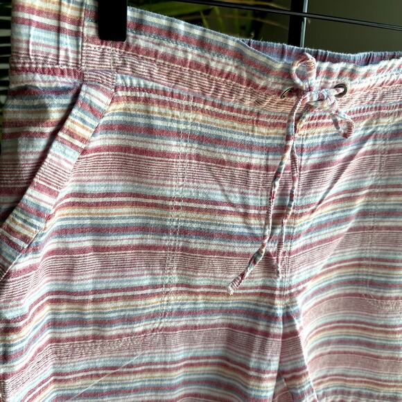 Talbots Linen Blend Striped Drawstring Shorts Size 8 Womens Coastal Resort Beach - Picture 3 of 7
